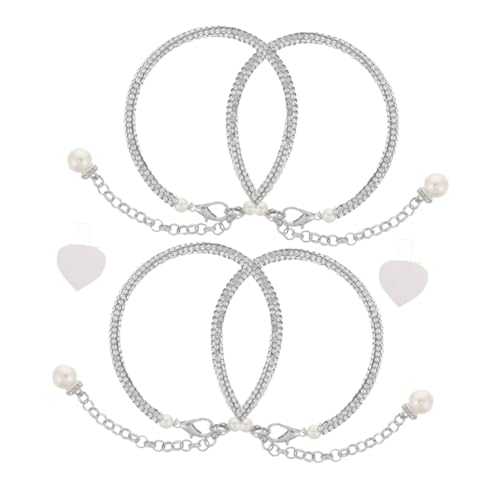 LIFKOME Stylish Rhinestone Heel Straps Secure and Anti-drop for Women's High Heels Detachable Shoelaces Pearl Detail 2 Pairs