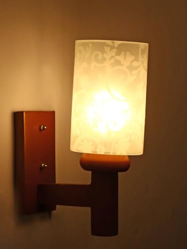 Image of Somil Brown Dandi Style Wall Lamp with Hand- Decorated Glass Shade, Ideal for Indoor Lighting Decoration, Pack of 2, 16 X 25 X 28.5 CM