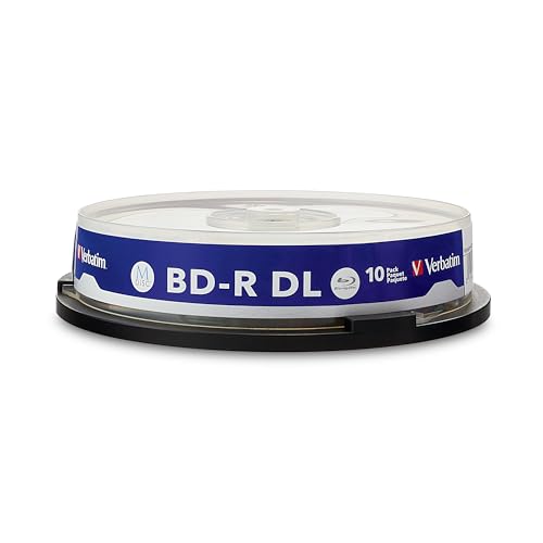 Image of Verbatim M DISC BD-R DL 50GB 6X Lifetime Archival White Inkjet Hub Printable Blank Blu-Ray Recordable Media- 10pk Spindle