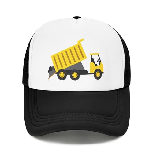 Boys' Dump Truck Mesh Hat for Boys and Girls, Adjustable Snapback Trucker Baseball Cap for Toddler Kid Ages 2-6