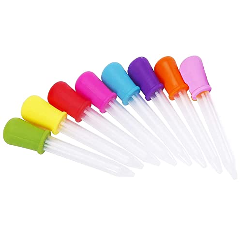 Pipetas Cuentagotas, Pipeta de Transferencia de Plástico, Kit de 8 pcs Gotero Líquido, Pipetas de Silicona de 5 ml, para Dulces Chocolate y Experimentos Niños (Colores diferentes)