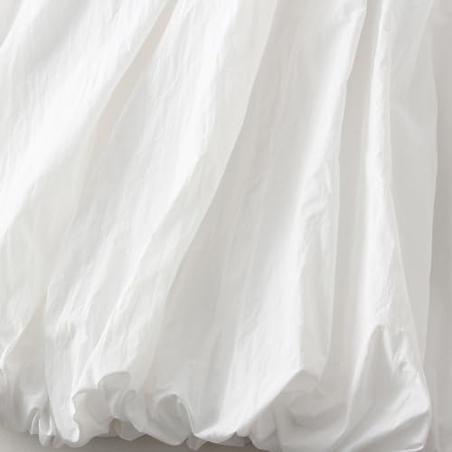 Women's White Bubble Midi Skirt Elastic Waist Flowy Balloon Skirt Casual Party Spring Summer Holiday Outfit4