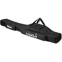 Estuches Para Cañas De Pescar Lixada 3 Capas Bolsa de Pesca de con Correa para el Hombro 90 cm / 120 cm / 150 cm Estuche para Caña de Pescar Plegable Portátil Bolsa de Carrete de Caña Duradera Resistente al Desgarro (Negro-150cm)