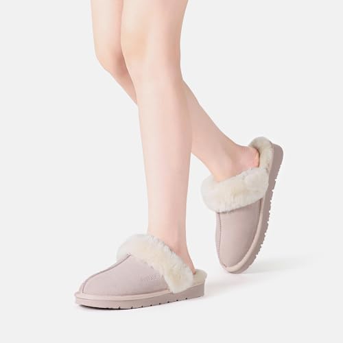 Women Raven Slippers Womens Warm Winter Sheepskin Suede Mule2
