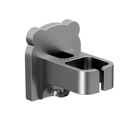 GSKQCRPR Soporte de pared para secador de pelo, 1 unidad, organizador de baño de acero inoxidable gris plomizo en forma de oso para almacenamiento de herramientas de pelo y accesorios de peinado