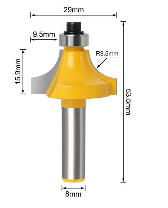 Unifizz Carbide Rounding Over Bit 8mm Shank, Radius 9.5mm - Image 2