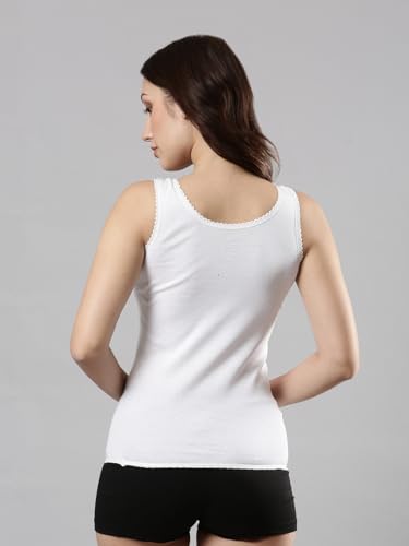 Image of Femmora Body Hugging Camisole, Solid, Soft and Comfortable Cotton Fabric with Scallop lace and Broad Shoulder, for Women,Pack of 1