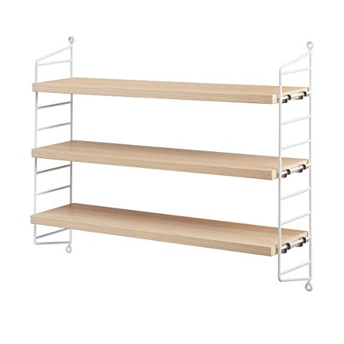 String Pocket – Estantería 60 x 50 x 15 cm, fresno/blanco/lacado/60 x 50 x 15 cm