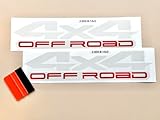 2 Pieces - White & Red 4x4 Offroad Four Wheel Drive Sticker Decals, Replacement for Truck Bed, SUV, Off Road Vehicle, Weatherproof, Size 14 x 3 in.