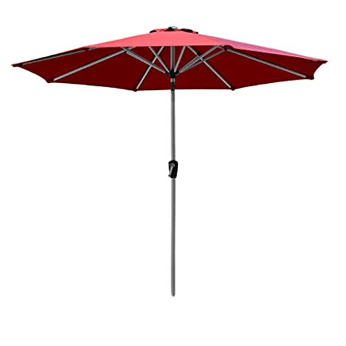 Parasol aluminium 270cm CLSDRZC inclinable avec manivelle pour plage et cour
