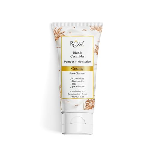 Image of Raissa Rice & Ceramides Face Wash for Normal to Dry Skin, 50ml | Brightening Cleanser with 4 Ceramides, Niacinamide & Rice Extract