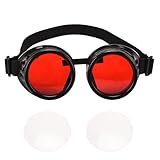 Steampunk Goggles SANGLE SOPFFY Steampunk Glasses Vintage Goggles Changeable Colored Lens Halloween Costume Accessory BLACK
