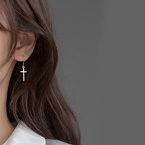 Minimalist Faith Cross Dangle Drop Hook Earrings Sterling Silver 925 for Women Fashion Hope Love Godliness Dangling Hoop Earring Jewelry Gifts Hypoallergenic3