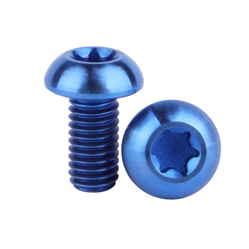 Image of 6PCS Titanium Bike Screw M5x10mm Bicycle Disc Brakes Rotor Bolts Torx T25 Head (Blue)
