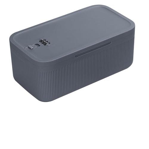 Elyyapt Small Lockable Storage Box with Combination Code, Portable Medication Lockable Container for Refrigerator, Locked Storage Box Locking Box for Secure Medicine Phone Snacks Safe, 23.9x13.1x9.6CM