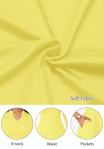 Image of Nmoder Casual Dresses for Women Semi Formal Fit and Flare 3 /4 Sleeve A-line Church Work Dress with Pockets