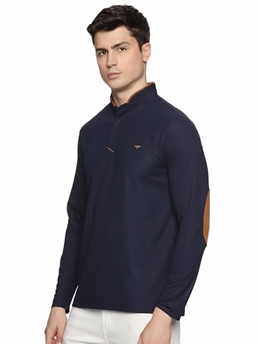 Image of STELLERS Men's Henley Collar T-Shirt | Wrinkle Free | Quick Dry | Full Sleeve | Regular Fit