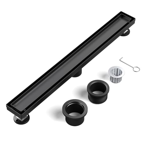 EXF Linear Shower Drain 36 Inch Matte Black with Tileable Cover