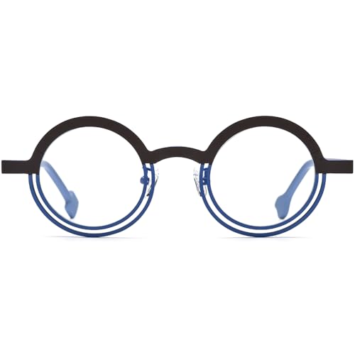 Image of FONEX Colorful Pure Titanium Glasses Frame Women Retro Round Eyeglasses