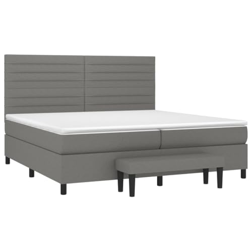 Ziaphsol Boxspringbett mit Matratze, Dunkelgrau, 200x200 cm, Stoffbezug, Komfort-Taschenfederkern, Höhenverstellbares Kopfteil, Schlafzimmer Möbel Set – Bild 5