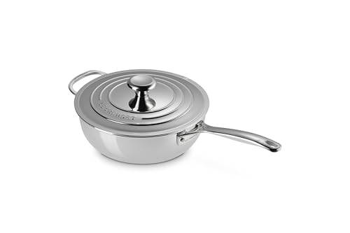 LE CREUSET Antihaftbeschichtete Sautépfanne mit Gegengriff aus 3-ply PLUS Edelstahl, 24 cm, 96601424001700