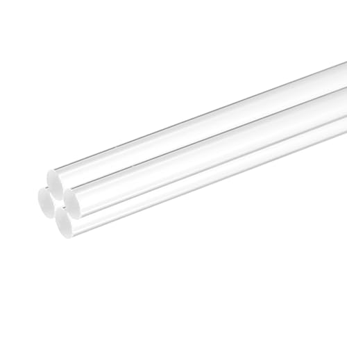 MECCANIXITY 4 Pcs Acrylic Round Rods 9/32" x 10" Clear Acrylic Dowel Rods Sticks Plastic Sticks Strip for Model Making DIY Crafts Lighting Gardening Decorations - 7mm x 250mm