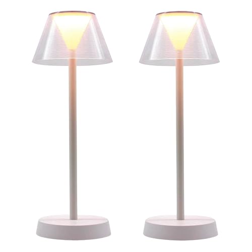 Lumisky BEVERLY WHITE - Juego de 2 lámparas de mesa (34 cm), color blanco cálido