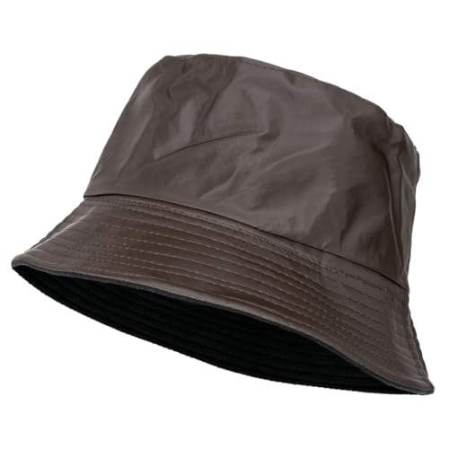 QILZO Gorro de Lluvia Impermeable Plegable Sombrero de Pescador Gorro para Hombres y Mujeres Gorro con Forro Interior Ideal para Senderismo, Deportes al Aire Libre (Marrón)