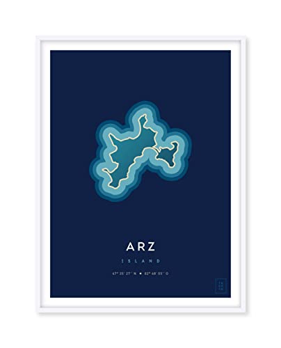 Affiche de l'île d'Arz ikonik cadeau deco idéal poster breton 30 x 40 cm