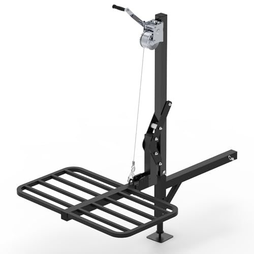 CROSSHIP Truck Hitch Game Carrier Lifting System - Hitch-Mounted Hoist Platform - 360 Degree & Foldable for Safely Load 250lbc Lift for Truck Pickups & SUV (Fits 2)