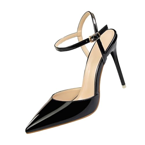 UnoSheng Women’s Metallic Silver Pointed Toe Pumps UnoSheng Women’s Metallic Silver Pointed Toe Pumps