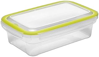 Addis 517916 Cleanseal 2 Litre Rectangular Lunch Box Food Fresh Fixed Hygienic Seal Storage Container, Clear Green, 29 x 20 x 21 cm