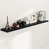 Fun Memories 9 Inch Deep Floating Shelves Black, Wooden Wall Shelf Set of 1
