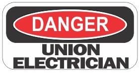 3pcs Danger union electrician funny hard hat/helmet stickers