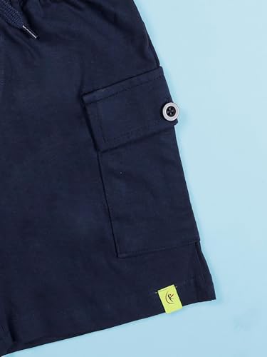Image of KiddoPanti Boys 100% Cotton Knitted Above Knee Length Basic Cargo Shorts