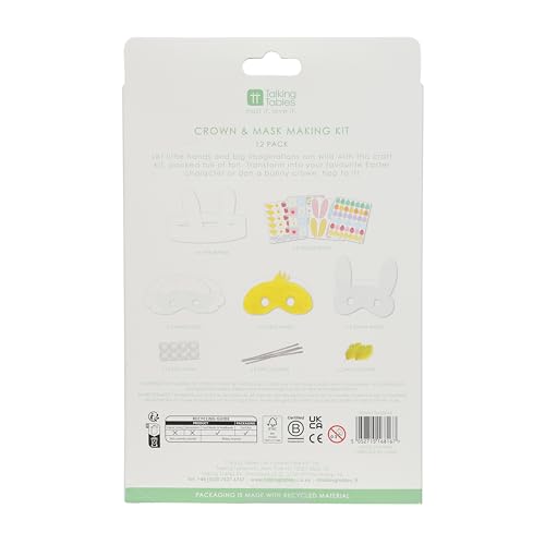 Talking Tables 12 x Easter Bunny Masks Headband Craft Kit Kids Party Activity for Easter Celebrations Classroom Games and Spring Dress Up Fun One Size - Image 4