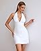 XinFSh Women's Sexy Halter Deep V Neck Bodycon Mini Dress Bow Tie Backless Party Club Going Out Short Dresses White