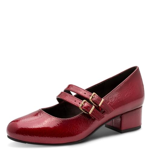 Jana Damen Mary Jane Kleiner Absatz Vegan, Rot (Fire Patent), 40...