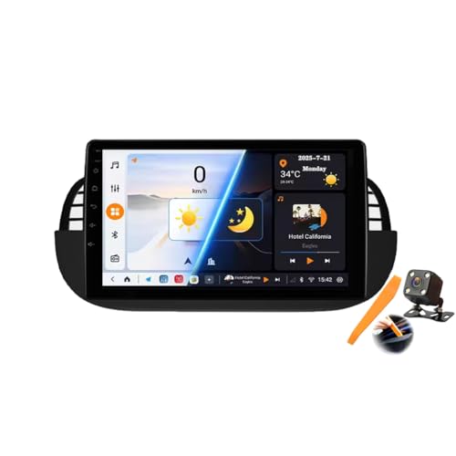 Navegador GPS para Fiat 500 con Android 15 para viajar con mapas actualizados y Carplay