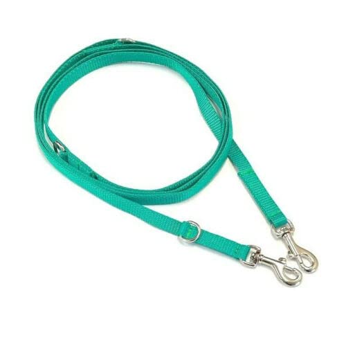 Police Style Puppy Training Lead Double Ended Puppy Leash Adjustable Multi-Functional In 13mm Webbing (Emerald Green, 8ft (2.4 Metres))