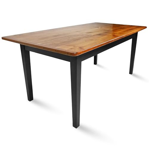 Amish-Rustic-Farmhouse-Rectangular-Wooden-72-Inch-Dining-Table-for-6-Reclaimed-Pine-Solid-Wood-Dining-Table-6-Foot-Light-NaturalBlack Amish Rustic Farmhouse Rectangular Wooden 72 Inch Dining Table for 6 Reclaimed Pine Solid Wood Dining Table 6 Foot Light NaturalBlack