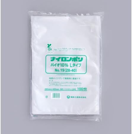 福助工業 真空袋 ナイロンポリ バイオ10％ Lタイプ No.19 28-40 1袋 100個入 0711926