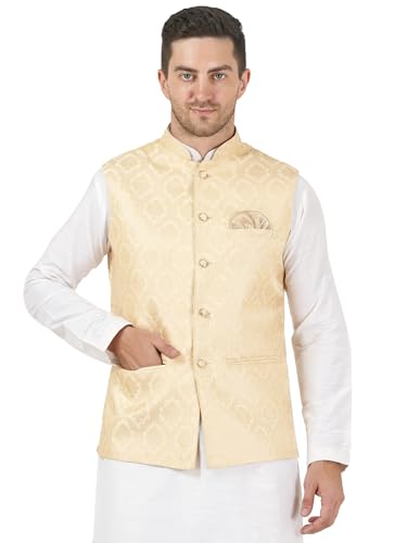 Image of Badoliya & Sons Men's Brocade Zari Nehru Jacket /Waist Coat