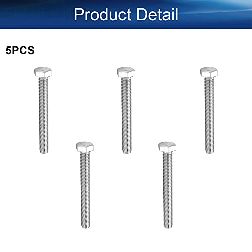 Image of Bettomshin 5Pcs M8 x 70mm Hex Bolts, 304 Stainless Steel 1.25mm Thread Pitch Fully Threaded Metric Hex Head Screw Bolts, Hexagon Screw Bolt, Hex Tap Bolts, Silver, A2-70 (Overall Size 75.3x13x13mm)