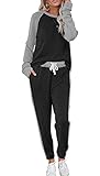 ETCYY NEW Lounge Sets for Women Two Piece Outfits Sweatsuits Sets Long Pant Loungewear Workout Athletic Tracksuits Black