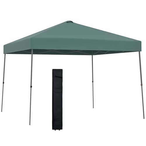 Outsunny Cenador Plegable 3X3M Portátil De Jardín Con Bolsa De Transporte Con Ruedas Acero Para Exterior Fiestas Camping Verde