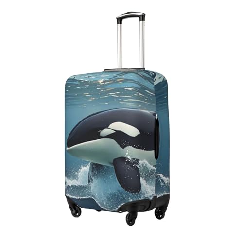 Orca Killer Whale Travel Luggage Cover Suitcase Protector Washable Elastic Suitcase Cover Anti-Scratch Luggage Protector Travel Suitcase Baggage Cover Fits 18-32 Inch Suitcase Large2