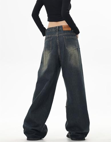 Street Fashion Loose Jeans Women's Y2k Rivet Star Gothic Loose Denim Pants3