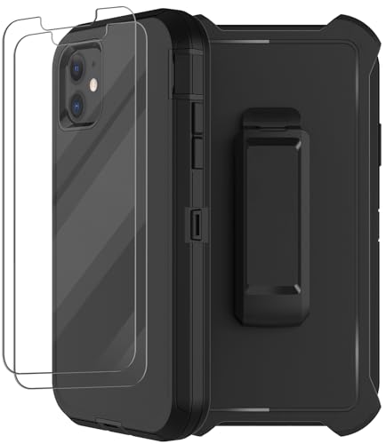 Coque iPhone 12 antichoc intégrale de qualité militaire noire avec étui ceinture
