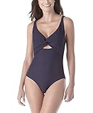 Anne Cole Women's Standard Over The Shoulder One Piece Swimsuit with Cutout, Navy, 10